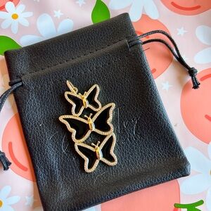 Gold & Black Triple Butterfly Pendant